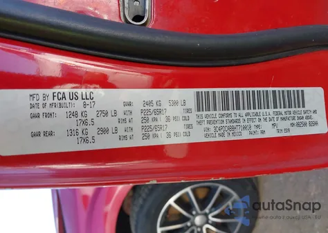 2017 Dodge Journey Se z USA, uszkodzony, nr VIN 3C4PDCAB8HT710010